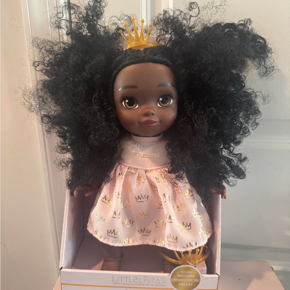 Princess Doll with Pink and Gold Dress- Naturalist doll with crown for child